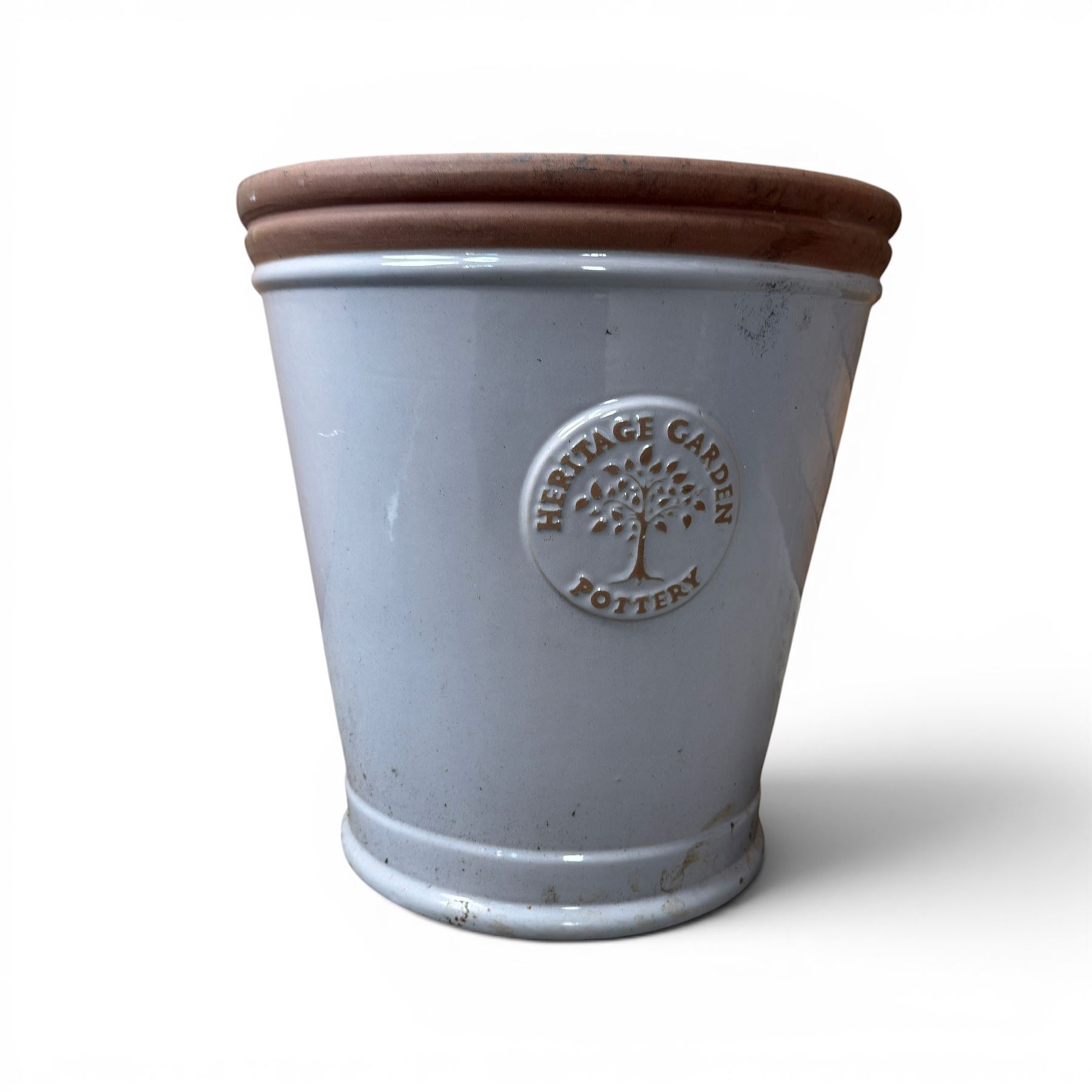 Two large Heritage Garden glazed planters, and a Beauty inspire planter (3)