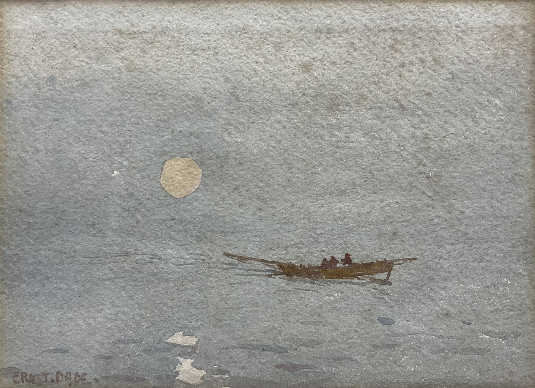 Ernest Dade (Staithes Group 1868-1934): Rowing in Open Water at Dawn, watercolour signed 15cm x 21cm