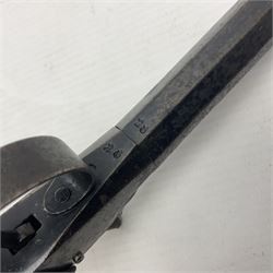 Percussion pocket pistol, 9cm octagonal barrel with German proof marks, figured walnut stock 21cm overall