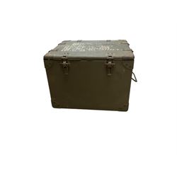 Wooden chest with metal clasps, the top marked 'Chest CY-154/TPX-1 Serial No.878 CAFQ .....' H30cm, W41cm