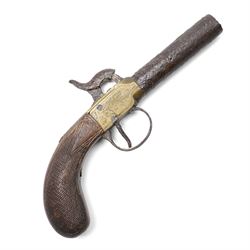 19th century French Chassepot bayonet with 57cm blade, engraved and dated 1868 with brass grip and a percussion pocket pistol 