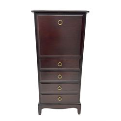 Stag Minstrel - narrow mahogany cabinet chest, fall front over four drawers