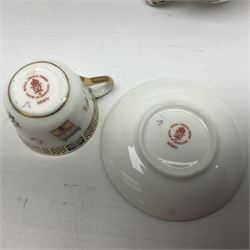 Royal Crown Derby Treasures of Childhood cabaret set, comprising tray, milk jug, sucrier, teacup and saucer, together with two Royal Crown Derby Treasures of Childhood paperweights Fleur and Ragdoll Sailor and Teddy bear paperweight, all paperweights are without stoppers