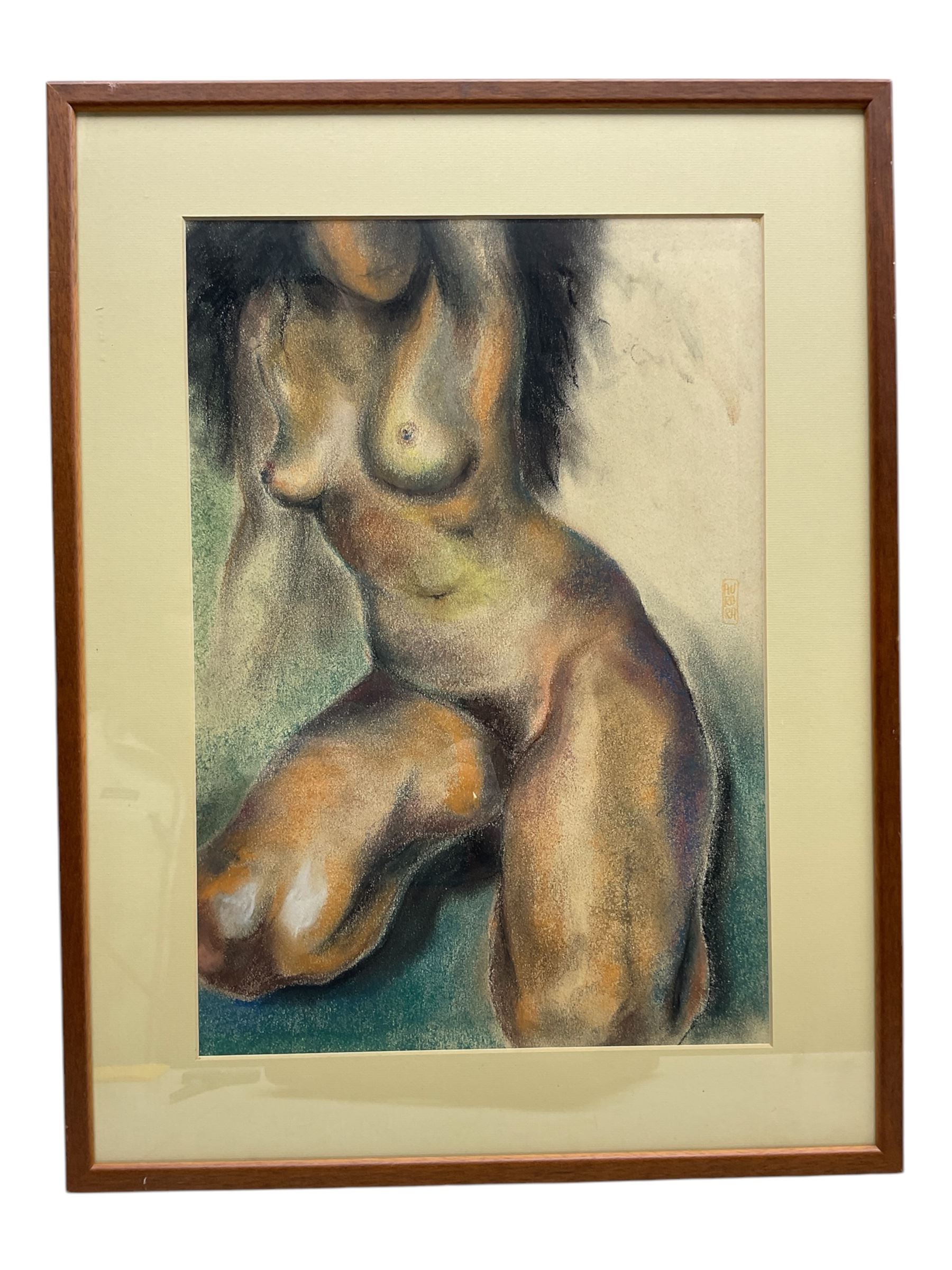 Spanish School (20th Century): Nude Study, pastel Spanish school nude study pastel signed 'Aurora' 40cm x 28cm