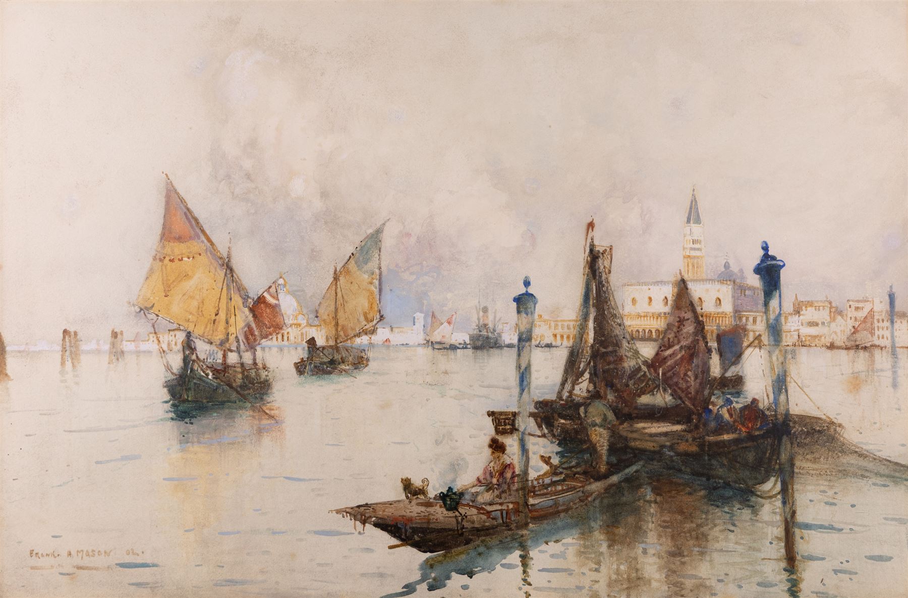 Frank Henry Mason (Staithes Group 1875-1965): Venetian Lagoon, watercolour signed and dated '02, 50cm x 75cm