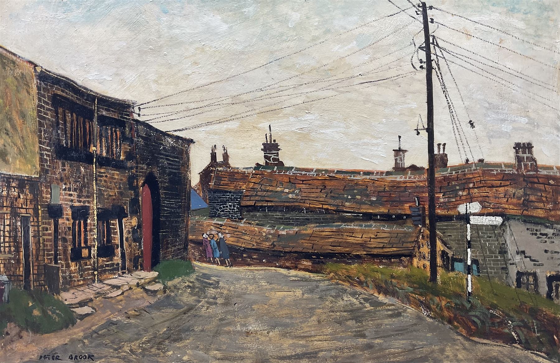 Peter Brook (Northern British 1927-2009): 'Right for Huddersfield', oil on board signed, titled verso 60cm x 90cm
Provenance: West Yorkshire dec'd estate; the deceased was good friends with the artist.