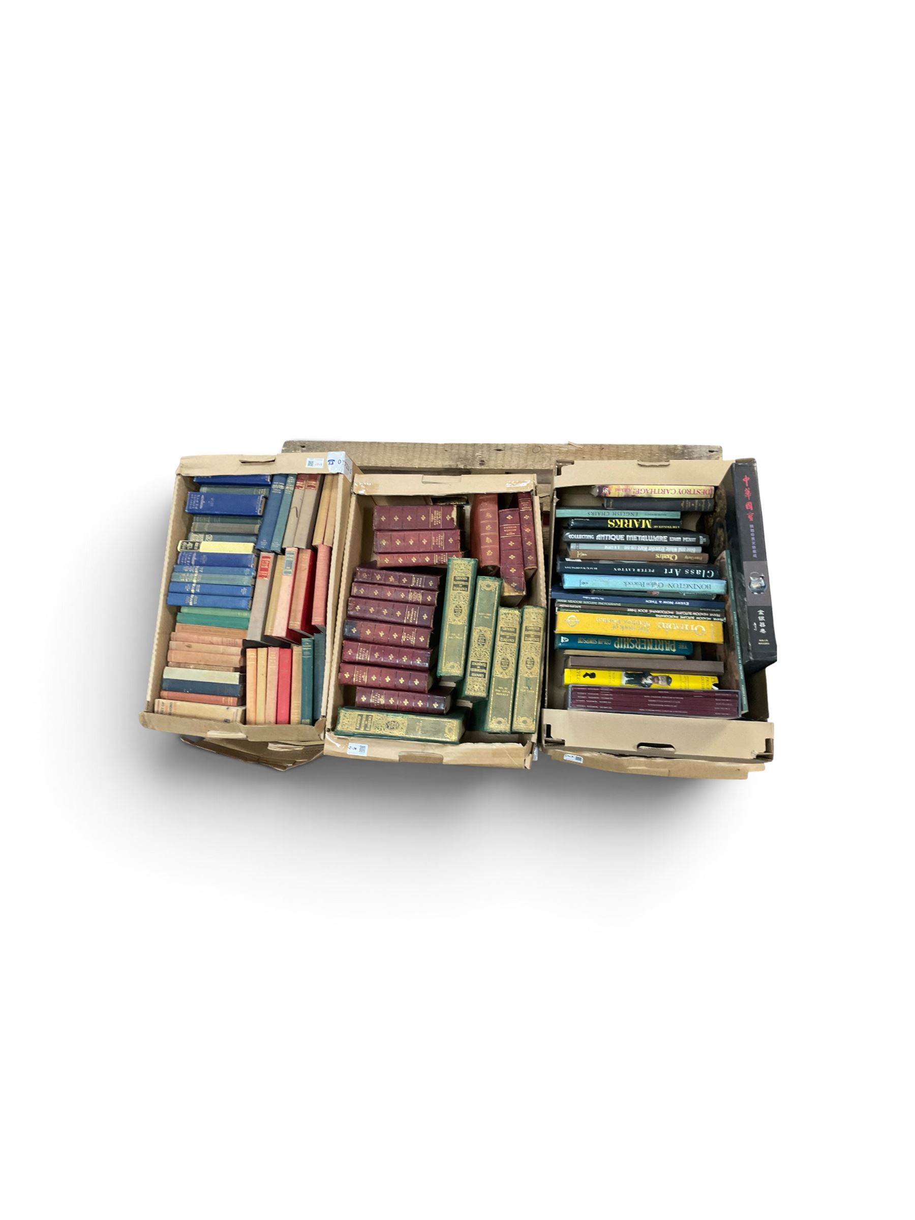 Collection of books, mainly antique reference books, in nine boxes 