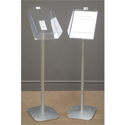  Two free standing A4 header/poster holder, silver finish, W24cm, H100cm  