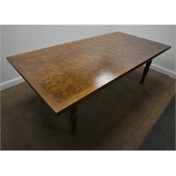  Large rectangular birdseye maple dining table, turned beech legs, 124cm x 244cm, H81cm  