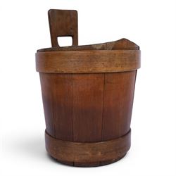 Large 19th century Scottish pine staved and birch bound luggie, overall H34.5cm D25cm