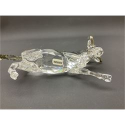 Swarovski Crsytal Society coloured animals, comprising zebra, giraffe and water buffalo, tallest H17.5cm