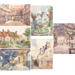 George Farquhar Pennington (British 1872-1961): Scarborough Castle 'The Village Smithy Lyt...