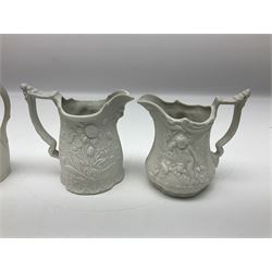  Six Portmeirion British Heritage Collection parian jugs, of various designs, H12cm