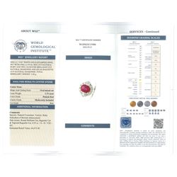 18ct white gold oval ruby, round brilliant and baguette cut diamond cluster ring, stamped 750, ruby 1.75 carat, total diamond weight 0.55 carat, with World Gemological Institute Report