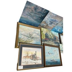 Collection of James Lishman (British 1931-2024) oils and watercolours all signed mostly aeronautical and maritime scenes (10)