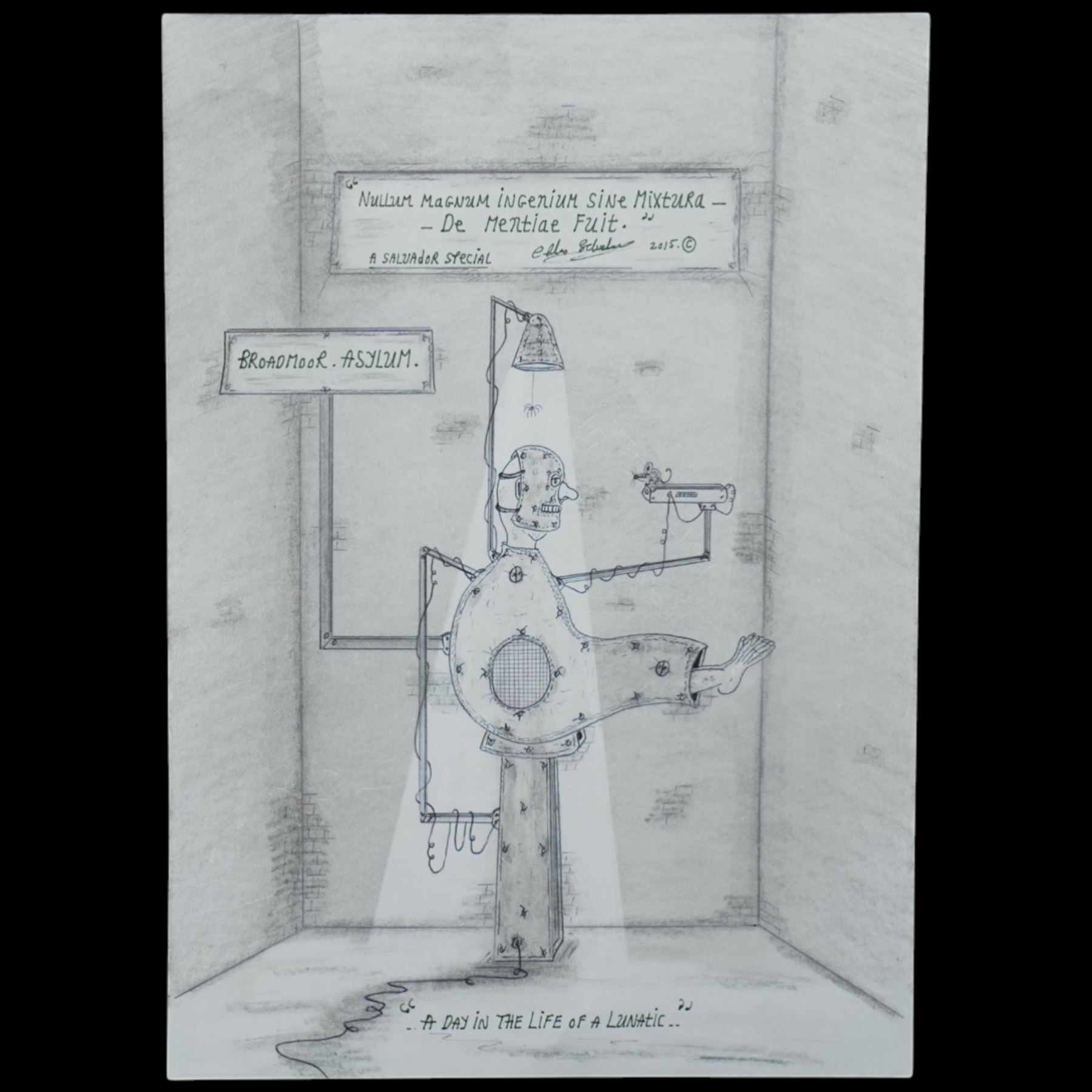Charles Bronson (Charles Arthur Salvador) (British 1952-): A comprehensive collection of five hundred mixed media works executed between 2000 and 2025. Produced during the artist’s long-term incarceration, the works are primarily in ink, coloured pencil and mixed media on paper. The collection includes multiple formats: A5 (15 works), A4 (308 works), A3 (164 works) and A2 (13 works). Some are signed and dated; a number are executed on the reverse of official prison documents and other repurposed materials, reflecting the limited availability of art materials within the prison environment. This collection represents the largest body of the artist’s work to be offered as a single lot and has not previously been available on the market. (500) (unframed)

Notes: Dated examples span the period from 2000 to 2025, with the greatest concentration produced between 2012 and 2019 and including a group of recent large-scale works from the final years of the period; approximately twenty percent are undated.