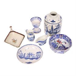 Group of 18th and 19th century ceramics, comprising 18th century pearlware tea caddy, if c...