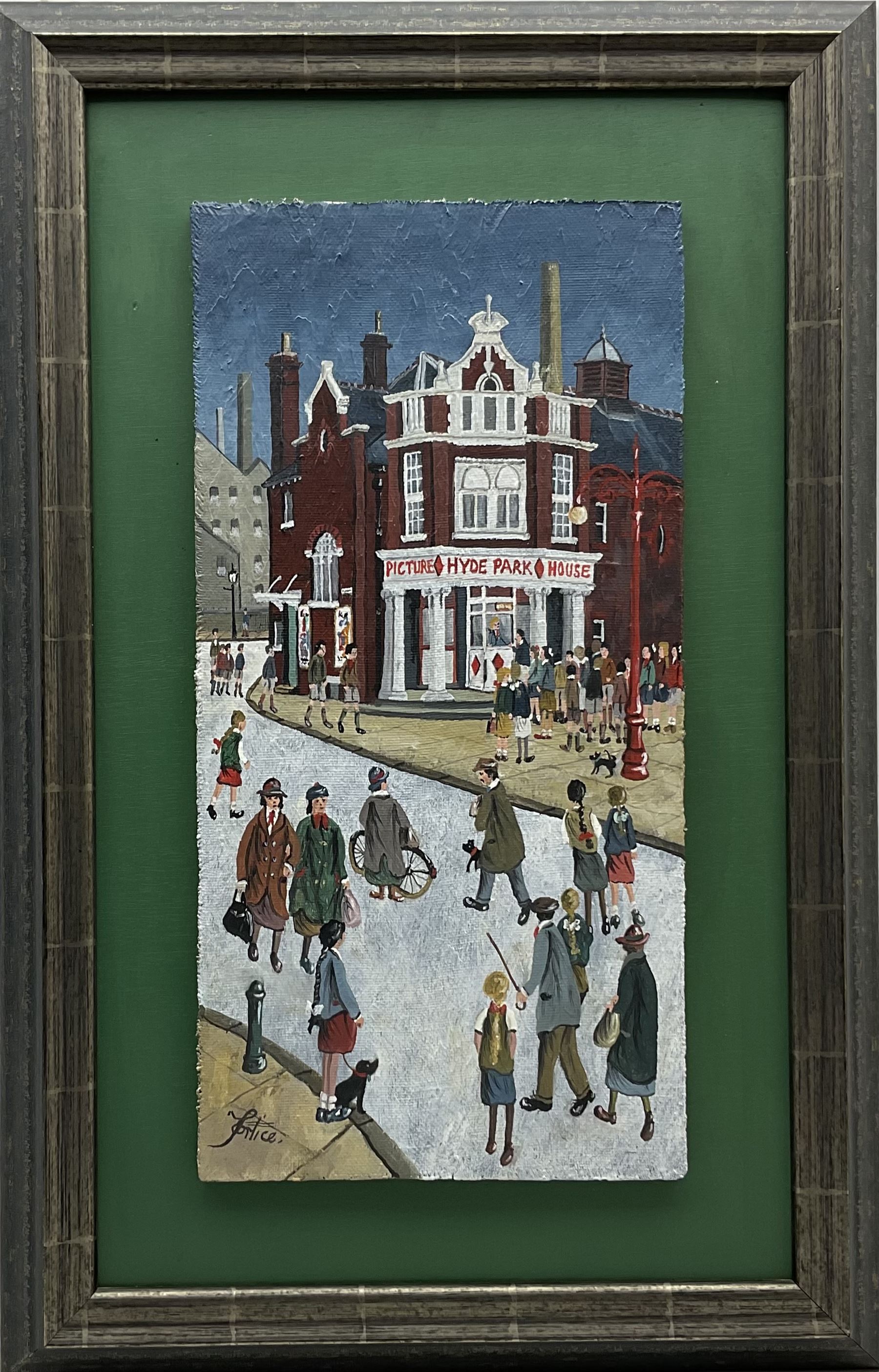 Allen Tortice (Northern British 1948-): Hyde Park Picture House Headingley Leeds, oil on canvas mounted on panel signed, titled signed and dated 2010 verso 51cm x 26cm