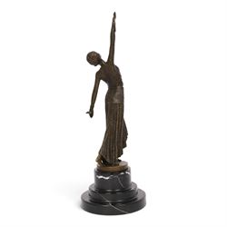 After Demétre Chiparus, Art Deco patinated bronze figure 'Footsteps', modelled as a female dancer with raised arm