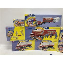 Corgi - Classics Chipperfields Circus - twenty-six models comprising two x 07202, two x 14201, 31703, 31901, 31902, six x 96905, 97022, 97092, 97597, 97885, two x 97886, 97887, two x 97896 and three No.1 sets of Six Circus Figures; all boxed; together with an unboxed Bedford Luton Van and catalogue