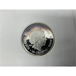 Commonwealth Of The Bahamas 1978 silver proof ten dollars coin with certificate, Queen Elizabeth II Turks and Caicos Islands silver twenty crowns coin in commemorative first day cover, The Royal Mint United Kingdom 2018 'Celebrating the 70th Birthday of HRH The Prince of Wales' five pound coin in card folder and 2022 The Snowman and The Snowdog coloured fifty pence coin