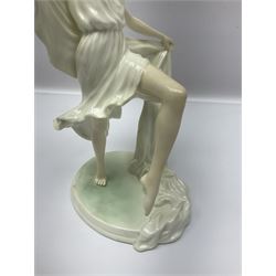 Two Royal Worcester figures, comprising Spirit of the Millennium and Spring, together with Royal Dux figure of two lovers