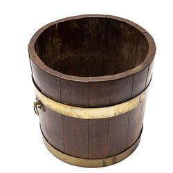 19th century Coopered brass bound planter of circular form, D27cm