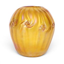 John Ditchfield for Glasform vase, of ovoid from, iridescent yellow, signed beneath, H14cm  