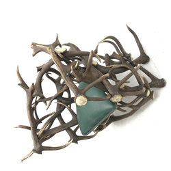 Red Deer Antler armchair,  constructed from entwined Antlers, over a leather upholstered studwork seat, W133cm, H100cm x D115cm 