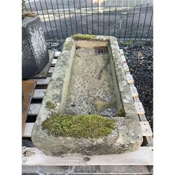 19th century rectangular stone shallow sink planter - THIS LOT IS TO BE COLLECTED BY APPOINTMENT FROM DUGGLEBY STORAGE, GREAT HILL, EASTFIELD, SCARBOROUGH, YO11 3TX