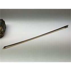 French Mirecourt violin c1920s with 36cm one-piece maple back and ribs and spruce top, labelled Jermone Thibouville-Lamy, L59cm, in fitted carrying case with German bow and 1984 valuation certificate by Frome Valley Music