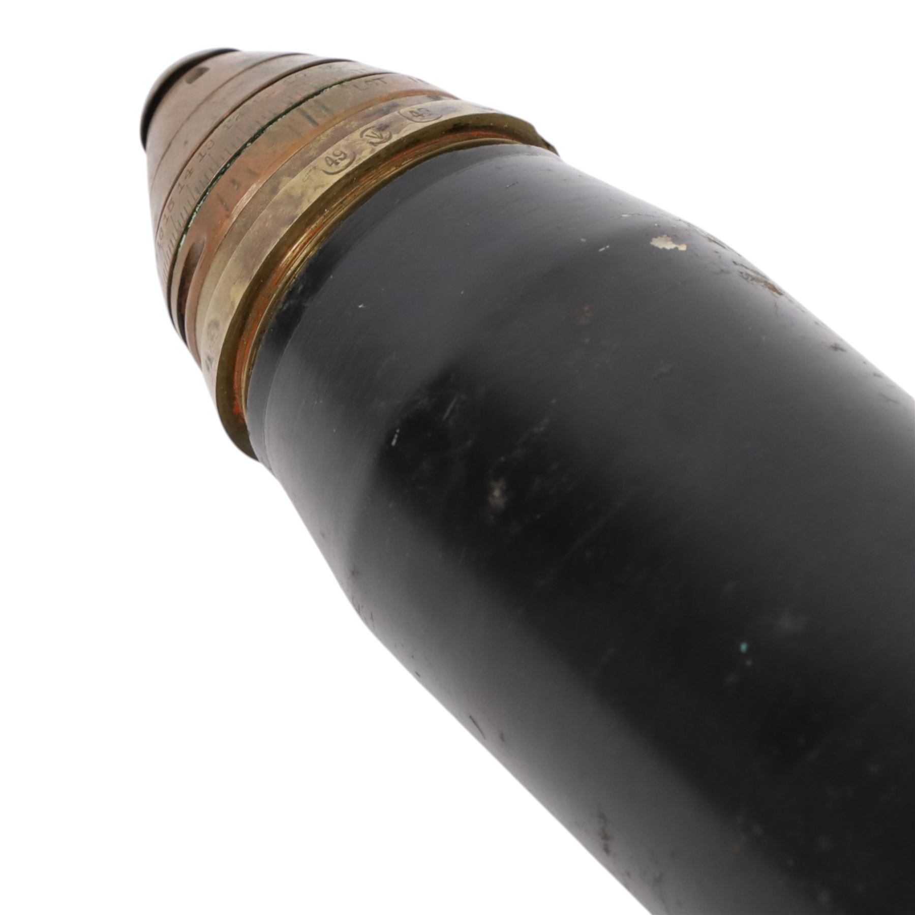 WWI inert artillery shell with fuse cone, H32cm