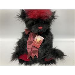 Six Charlie Bears, comprising three limited edition examples from the Hatty bears series,  Miss Daisy CB206000O, 382/3000, Miss Marble CB205242O, 385/3000, and TC CB185165, 22/3000, plus Red Liquorice CB150011O, designed by Heather Lyell, and Leonie CB124915, and Kiki CB124961, both designed by Isabelle Lee, all with tags 