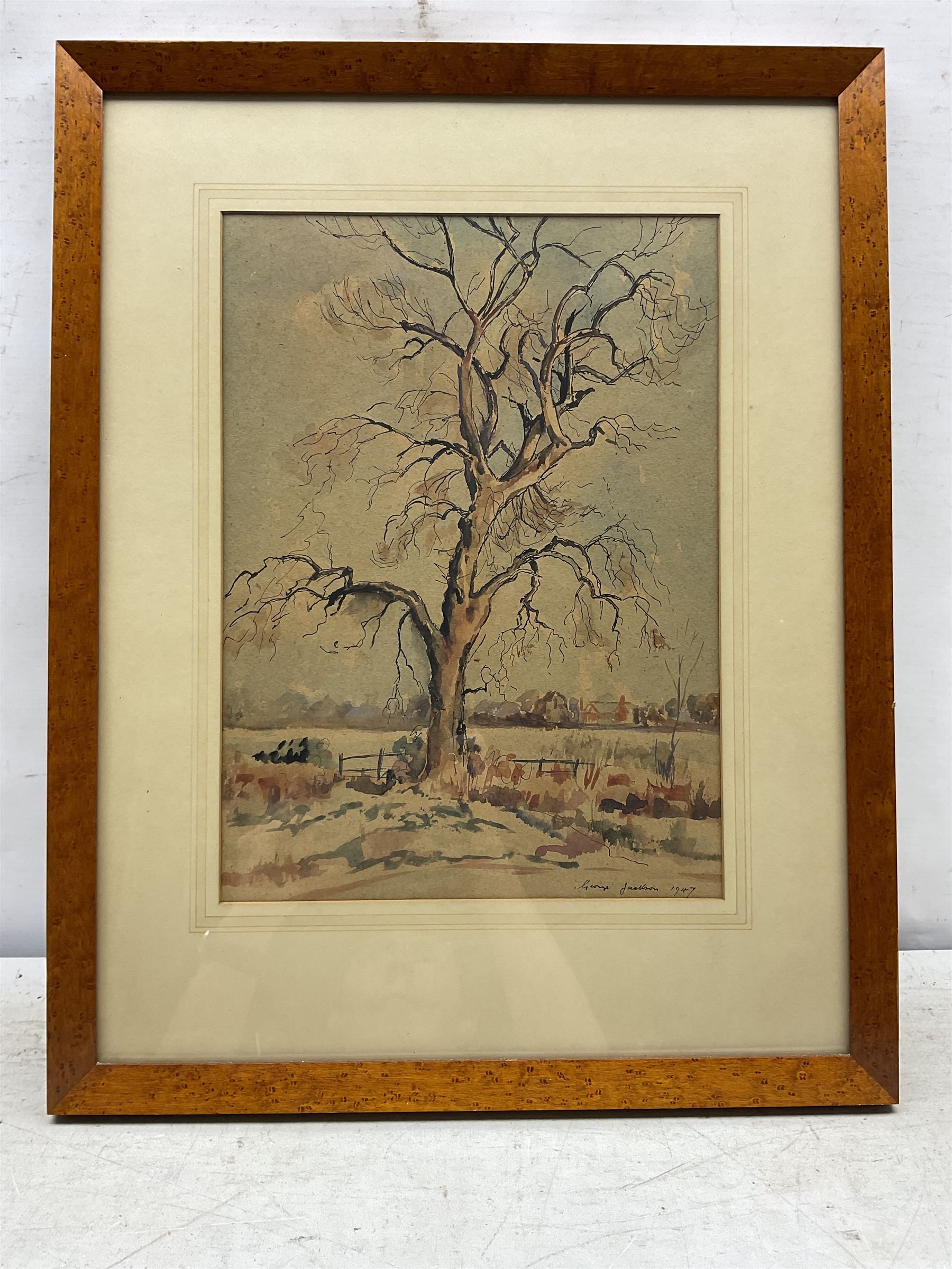 George Jackson (British 1898-1974): Tree in Winter, watercolour signed and dated 1947, 37cm x 27cm 
Notes: Jackson was a member of the Castle Bolton Group along with friends Fred Lawson, Muriel Metcalfe, and George Graham.