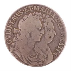 William and Mary 1689 silver half crown coin