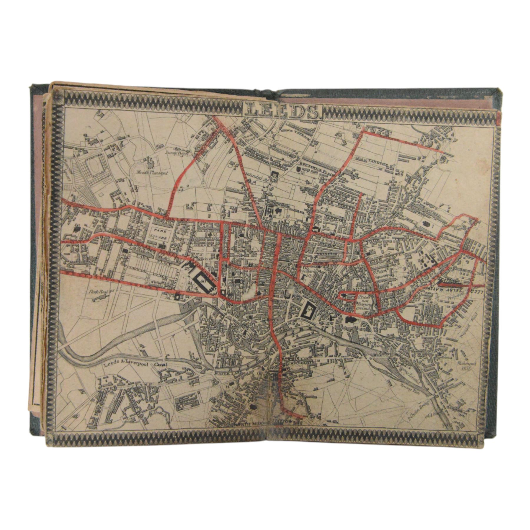 Bradshaw's Northern Railway Time Table issued 19th October 1839, the first of Bradshaw's Railway Time Tables, the green cloth cover with gilt lettering to front, the interior with railway maps of Lancashire, Manchester and Liverpool and details of rail fares