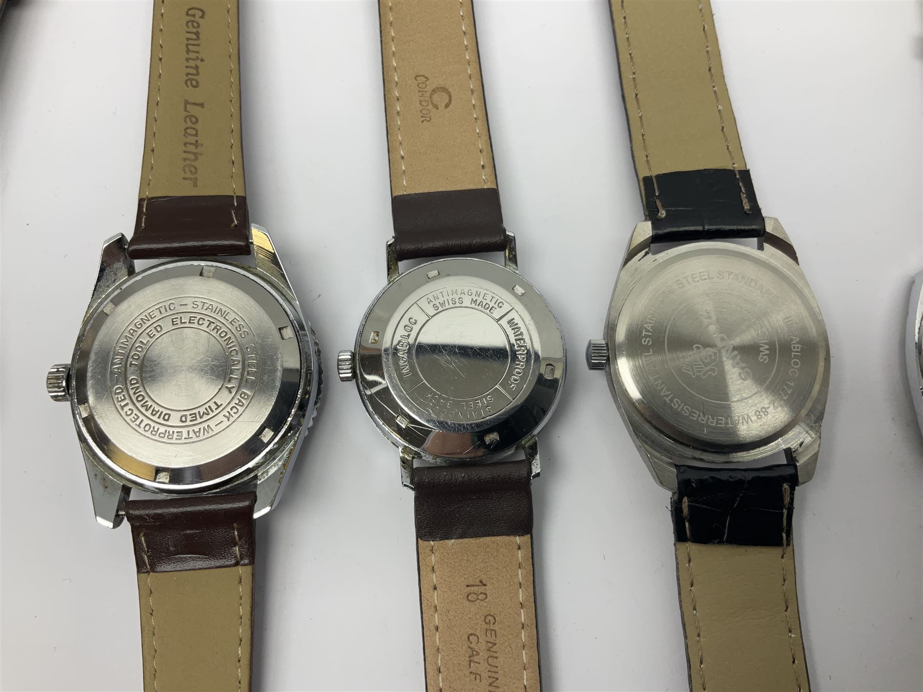 Eight manual wind wristwatches including Lonstar Exective, Ruhla, Josmar alarm, Seiko, Caravelle, Genova De Luxe, Sandoz and Gradus