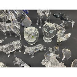 Swarovski Crystal animals, to include sheep, pigs, antelope, cockeral and hen, chicks, Pegasus, owls, giraffe, etc, together with Swarovski Crystal dancer, Isadora