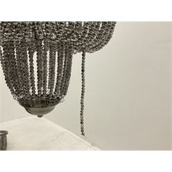 Three contemporary metal beaded chandeliers, approx L60cm excl fitting