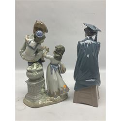 Two Lladro figures, comprising Only The Beginning, no 5547 and Back To School, no 5702, both with original boxes, largest example H25cm