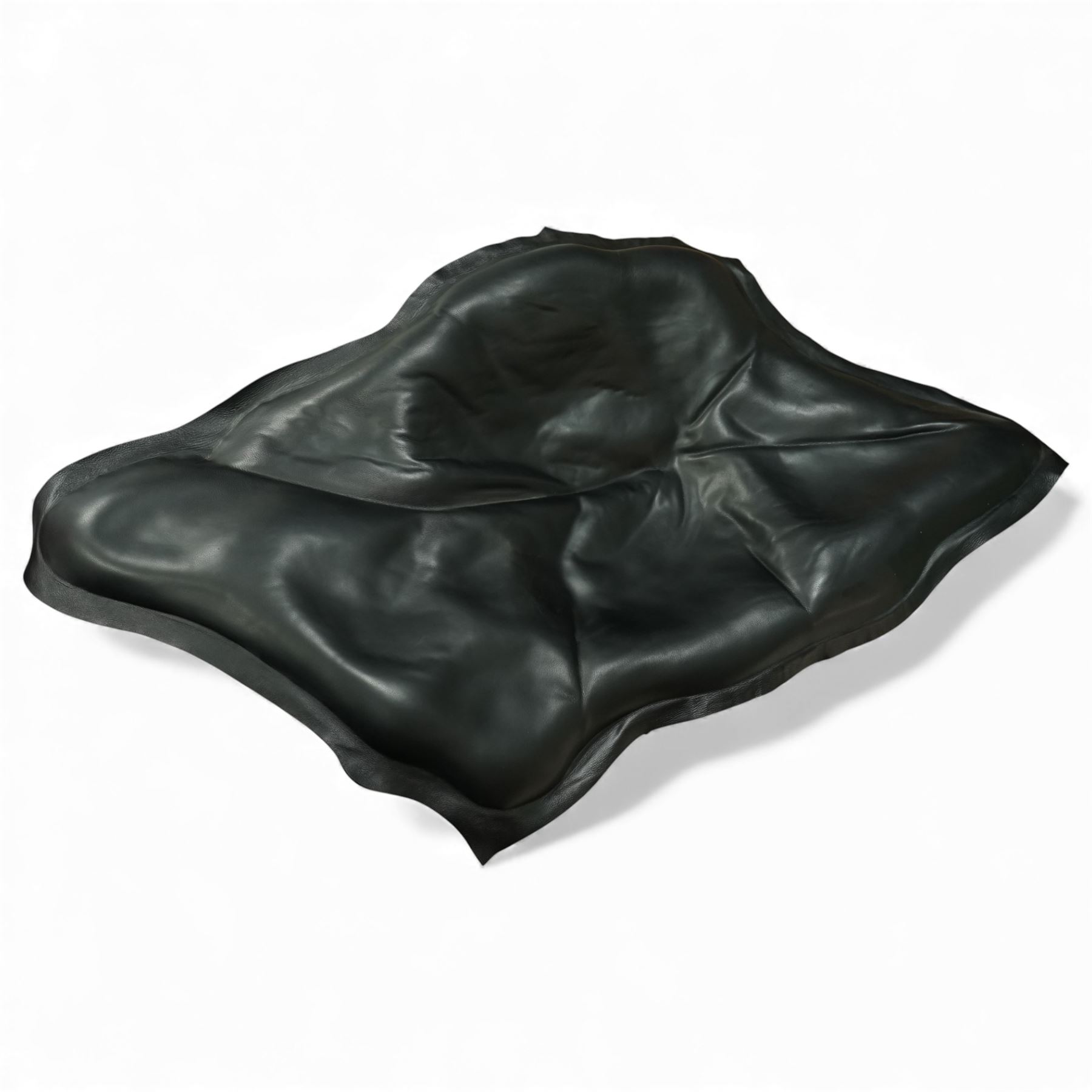 Poliform - ‘Wallace’ armchair, sculptural leaf-form silhouette upholstered in black leather, raised on triangular metal supports