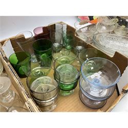 Large collection of glassware to include Schweppes soda syphon, Murano, vases, drinking glasses, coloured glass, cranberry etc in seven boxes