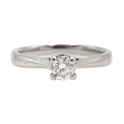 Platinum single stone round brilliant cut diamond ring, hallmarked, diamond 0.33 carat