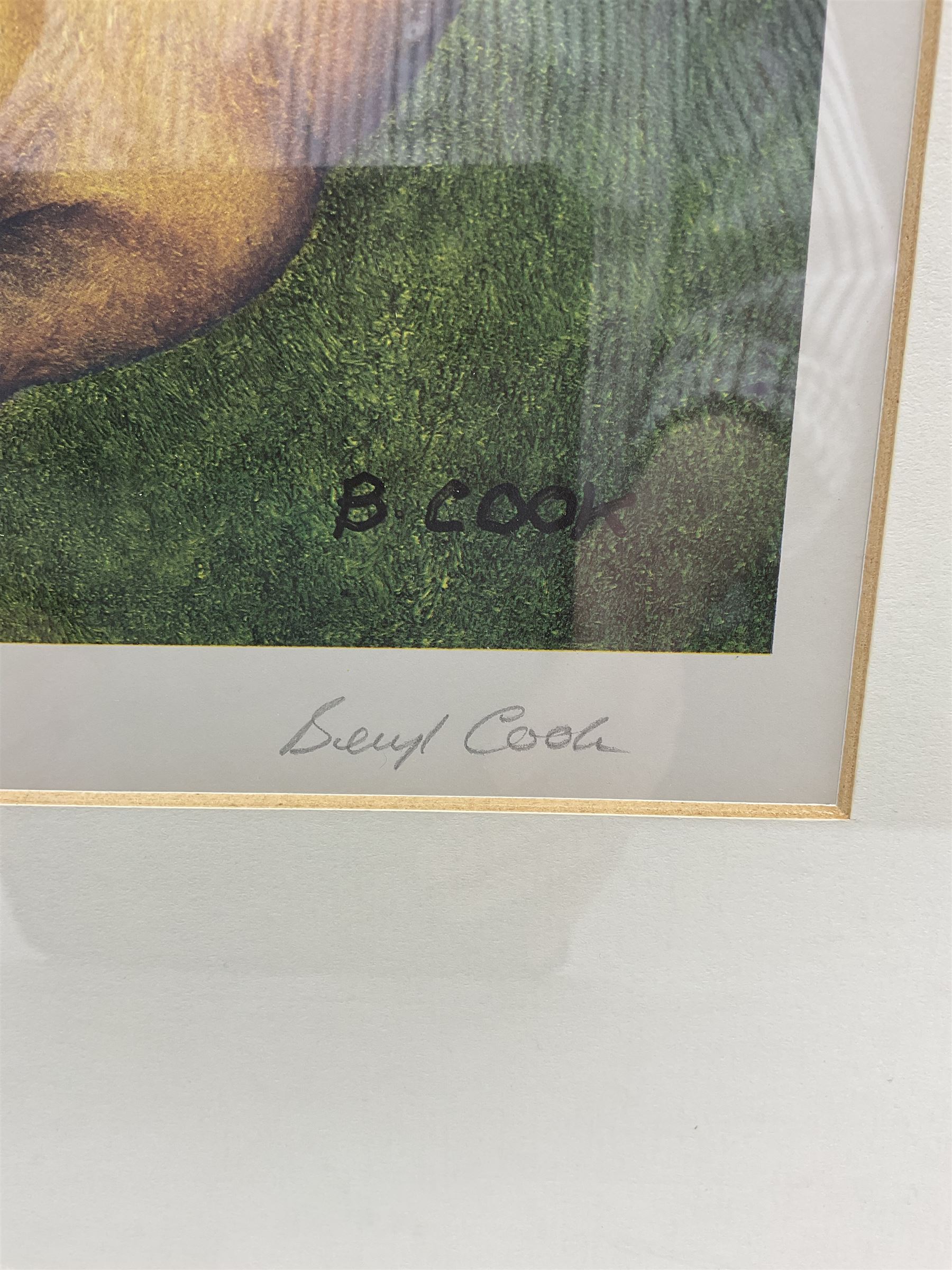 Beryl Cook (British 1926-2008): 'Joggers', colour print signed in pencil with Fine Art Trade Guild blindstamp, pub. Alexander Gallery Publications Ltd Bristol 46cm x 38cm