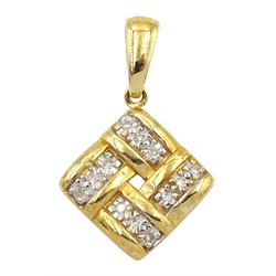 9ct gold diamond set pendant, stamped 375