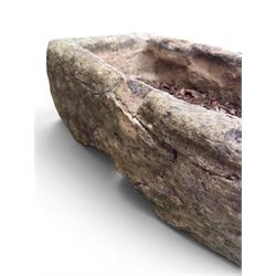 18th century hewn stone rectangular planter