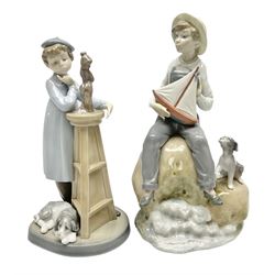 Two Lladro figures, comprising Sea Fever, no 5166 and Little Sculptor both with original boxes, largest example H23cm