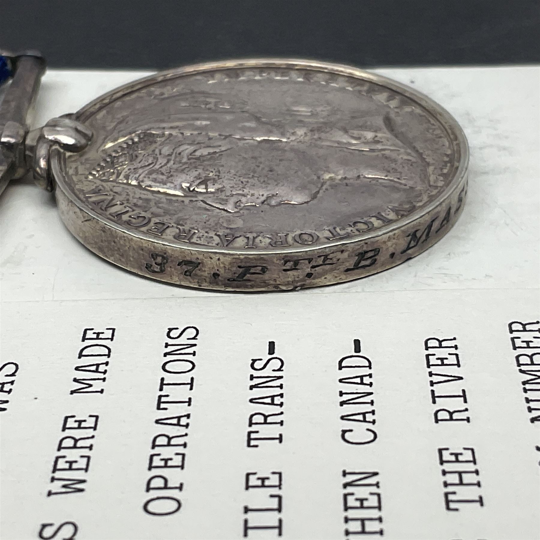 Victoria Egypt Medal 1882-89 awarded to 37 Pte. B. Massey 1/Yorkshire Regiment; with ribbon