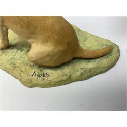 Two Border fine Arts figures, a seated golden labrador and a standing spaniel, both signed Ayres, tallest example 11cm 