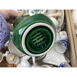 Wedgwood and Coalport 'Countryware' pattern ceramics, to include teapot, toast rack, napkin rings, jug, oval dish, sauce boat and saucer, etc, together with other ceramics to include Hornsea Fauna vase, Sylvac Apple Blossom pattern bowl, Sylvac jug in the form of a sack, no. 406, two Nao figures, tea wares, silver plated cutlery etc